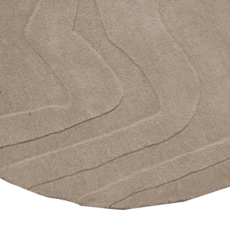Terrain Round Beige Irregular Hand Tufted Carpet & Rug