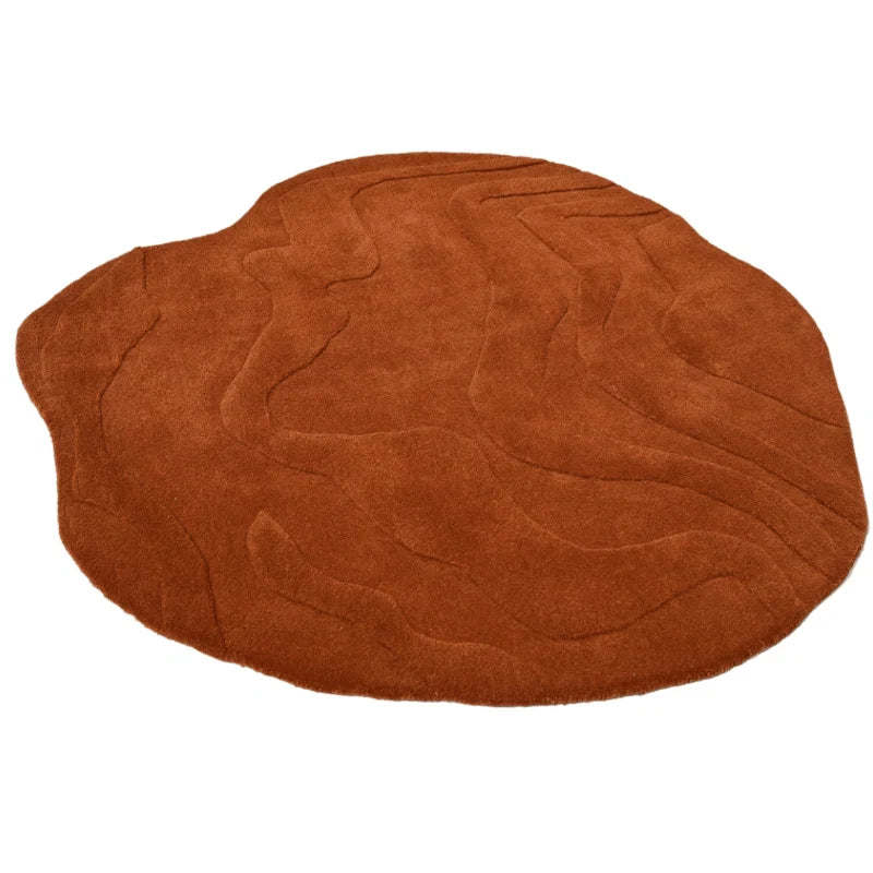 Terrain Round Rust Irregular Hand Tufted Carpet & Rug