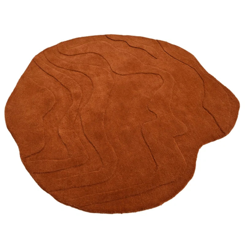 Terrain Round Rust Irregular Hand Tufted Carpet & Rug