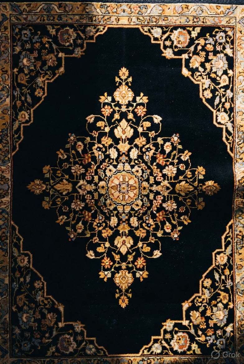 Floral borders in ivory Persian Medallion Carpets & Rugs