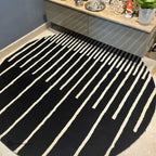 Zarina Round Black White Irregular Hand Tufted Carpet & Rug