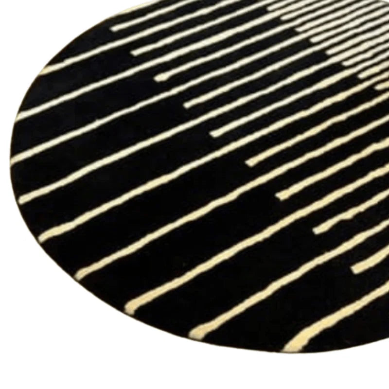 Zarina Round Black White Irregular Hand Tufted Carpet & Rug